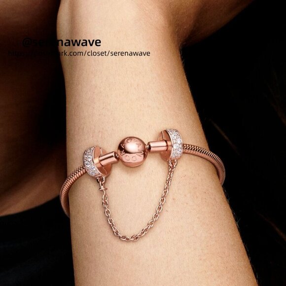 Pandora Clear Pavé Safety Chain Clip Charm - Picture 2 of 2